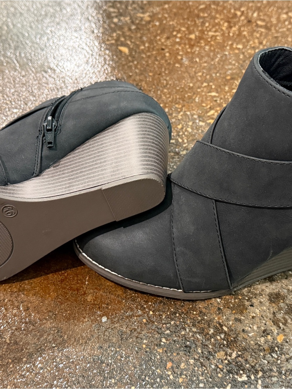 Black wedge ankle boots